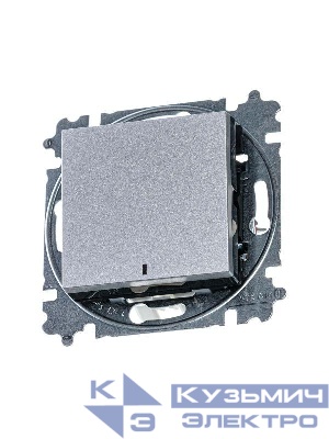 Переключатель 1-кл. СП Levit IP20 с подсветкой ориентацион. серебр./дым. черн. ABB 2CHH590646A6070