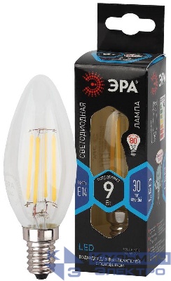 Лампа светодиодная филаментная F-LED B35-9W-840-E14 9Вт B35 свеча 4000К нейтр. бел. E14 Эра Б0046995