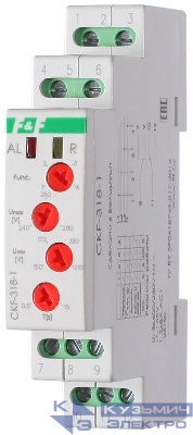 Реле контроля наличия и чередования фаз CKF-318-1 (контроль чередования; слипания фаз; регулировка верх. и нижн. порога напряжения; регулировка задержки отключения; 1 модуль; монтаж на DIN-рейке)(аналог РНПП-311М) F&F EA04.002.007