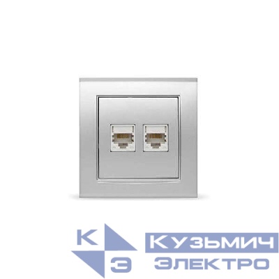 Розетка компьютерная 2-м Бриллиант серебр. UNIVersal 1081