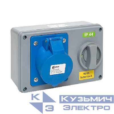 Розетка 1423 2Р+РЕ 32А 220В IP44 с блокировкой и выкл. EKF ps-1423-32-220