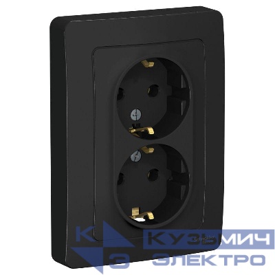 Розетка 2-м СП Blanca 16А IP20 250В с заземл. без защ. шторок антрацит SE BLNRS001026