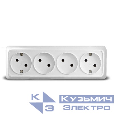 Розетка 4-м ОП Олимп 16А IP20 без заземл. бел. UNIVersal 1162