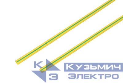 Трубка термоусадочная ТУТ нг 4.0/2.0 желт./зел. 1м Rexant 20-4007