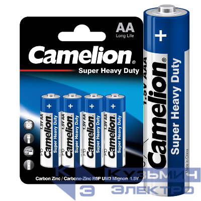 Элемент питания солевой AA/R6 R6P-BP4B BL-4 син. (блист.4шт) Camelion 3215