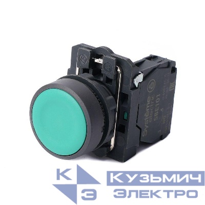 Кнопка модульная SB5 в сборе 22мм с возвратом пластик 1НО зел. SE SB5AA31