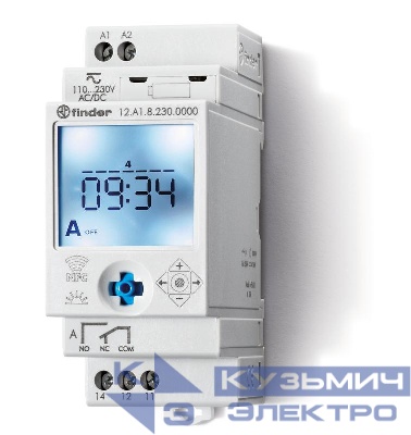 Реле времени цифровое недельное ASTRO 16А 110…230В AC/DC 1CO IP20 монтаж на рейку 35мм NFC FINDER 12A182300000