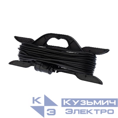 Удлинитель-шнур на рамке 1х20м без заземл. 6А IP20 1.3кВт ПВС 2х0.75 черн. PROCONNECT 11-7102