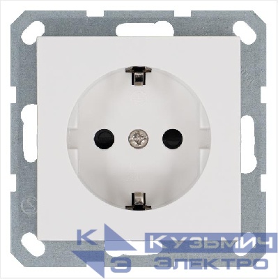 Розетка 1-м Shuko 16А IP20 с заземл. защ. шторки механизм бел. глянцевый Jasmart G5501W
