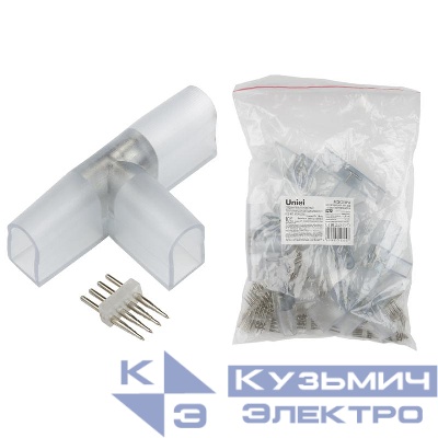 Соединитель Т-образный UTC-K-34/N22 CLEAR 010 POLYBAG для светод. лент ULS-N22 RGB NEON 220В 4 контакта. (уп.10шт) Uniel UL-00005796