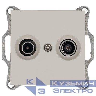 Розетка телевизионная проходная TV + FM 2-м Ф9.5мм механизм тауп Jasmart G6205T