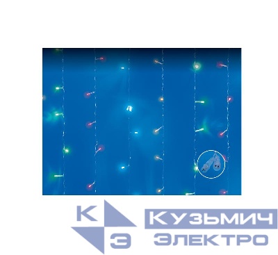 Занавес LED с эффектом мерцания ULD-C3020-240/TTK MULTI IP44 3х2м соед. 240 сдиодов разноцвет. свет провод прозр. Uniel UL-00007216