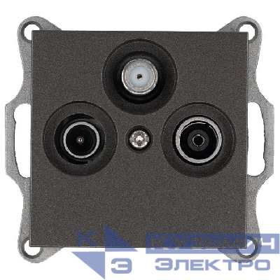 Розетка телевизионная проходная TV + FM + SAT 3-м Ф9.5мм механизм мокко Jasmart G6207Z