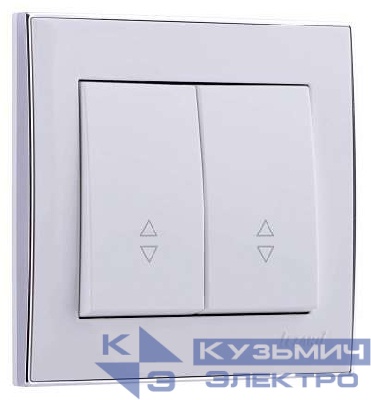 Переключатель проходной 2-кл. СП Rain 10А IP20 с хром. боковой вставкой бел. LEZARD 703-0225-106