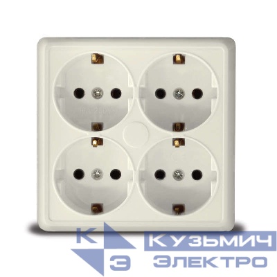 Розетка 4-м ОП Олимп с заземл. квадрат сл. кость UNIVersal 1171