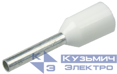 Штыревой втулочный кабельный наконечник E 0508 (НШВИ F=8мм) 0,5мм2, изолированный, белый, 100шт, NETKO Optima