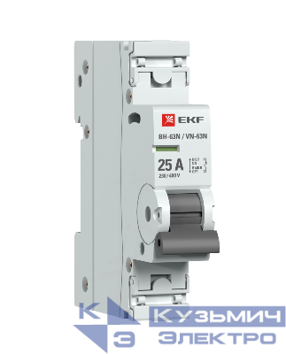 Выключатель нагрузки 1п 25А ВН-63N PROxima EKF S63125