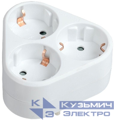 Разветвитель 3-м 16А IP20 Т-01/03 2P+PE треугольн. бел. IEK WTP10-16-03-Z-K01