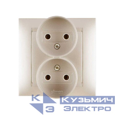 Розетка 2-м СП Simon15 16А IP20 250В без заземл. винт. клеммы шампань Simon 1590457-034
