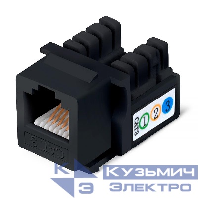 Вставка Keystone Jack RJ12 (6P6C) угол 90град. 110 IDC черн. Cabeus 9481c