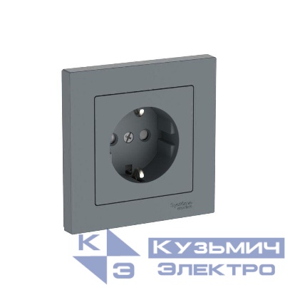 Розетка AtlasDesign 16А с заземл. защ. шторки быстрозажим. клем. в сборе грифель SE ATN000744S
