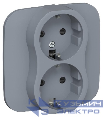 Розетка 2-м СП FLITE РСш12-1-А-ФлМ 16А с заземл. с защ. шторками безвинтовое крепление в сборе механизм маренго IEK FI-R24A-16-1-K35