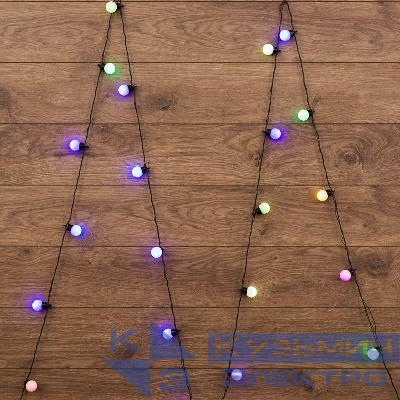 Гирлянда светодиодная "Шарики" 5м d30мм 25LED RGB 6Вт 220-240В IP20 провод ПВХ темн. зел. Neon-Night 303-569