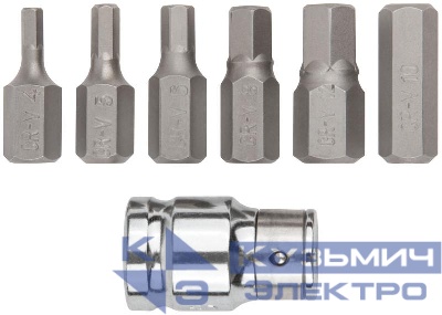 Набор бит шестигранных CrV (уп.7шт) FIT 57807