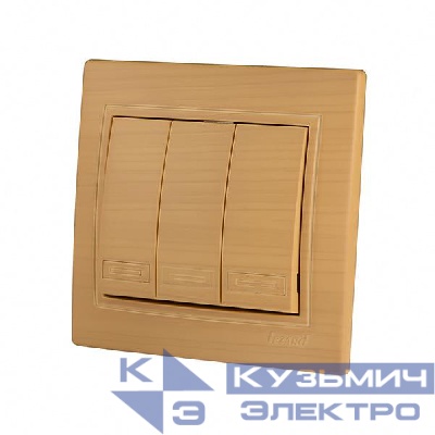 Выключатель 3-кл. Mira ясень LEZARD 701-4747-109