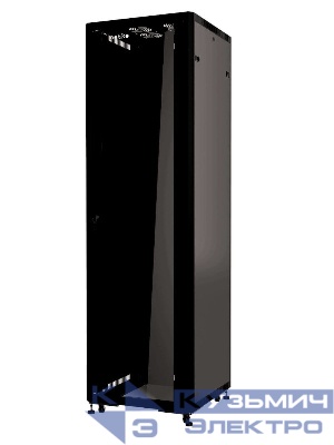 Шкаф напольный 19" Netko 42U серия Optima (600х800х2022), передняя дверь стекло, черный, разобранный (упакован в 3 коробки)