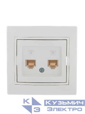 Розетка телефонная 2-м СП Mira RJ11 бел./бел. LEZARD 701-0202-138