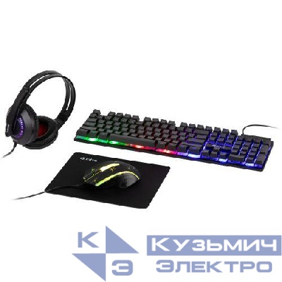 Комплект клавиатура и мышь DX850 игровые 1200-3600dpi + коврик + гарнитура черн. Intro Б0056141