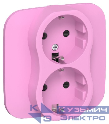 Розетка 2-м СП FLITE РСш12-1-А-ФлПр 16А с заземл. с защ. шторками безвинтовое крепление в сборе механизм пурпур. IEK FI-R24A-16-1-K99