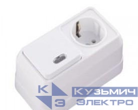 Блок ОП розетка 1-м IP20 с заземл.+выключатель 1-кл. с подсветкой Makel 451A3