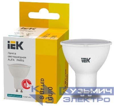 Лампа светодиодная Alfa 8Вт PAR16 софит 4000К GU10 230В (6шт) IEK LLA-PAR16-8-230-4-GU10-6