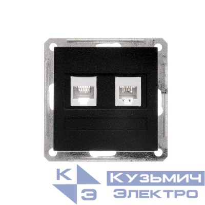 Розетка компьютерная + телефонная 2-м СП W59 RJ45 + RJ11 кат.5E 1А механизм черн. бархат SE RSI-251TK5E-6-86