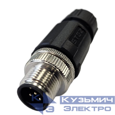 Разъем М12 5B штыревой пайка пластик. прямой резьба PG7 каб. часть СЦМ120022-05B СТЭЗ 185200167