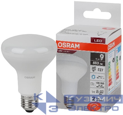 Лампа светодиодная LED Value LV R80 90 11SW/865 11Вт рефлектор матовая E27 230В 10х1 RU OSRAM 4058075582750