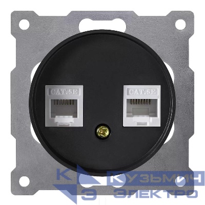 Розетка компьютерная 2-м СП Florence RJ45 кат.5E механизм черн. (1E20901303) OneKeyElectro 2172818