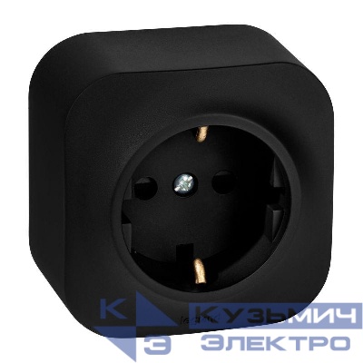 Розетка 1-м ОП Quteo 16А IP20 250В 2P+E с заземл. защ. шторки черн. матов. IEK 782476