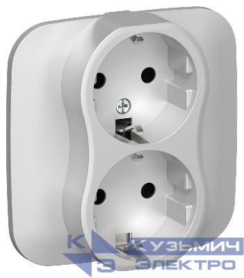 Розетка 2-м СП FLITE РС12-1-А-ФлА 16А с заземл. без защ. шторок безвинтовое крепление в сборе механизм алюм. IEK FI-R21A-16-1-K47