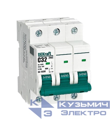 Выключатель автоматический модульный 3п C 32А 6кА ВА-103M без теплозащиты DEKraft 12523DEK