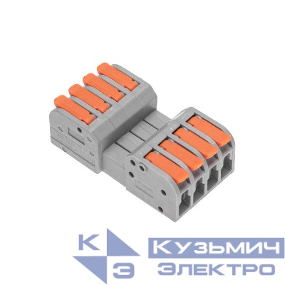 Клемма СМК 222-424R проходная разъемная 4 полюса сер. 0.2-2.5/4кв.мм Rexant 07-5264