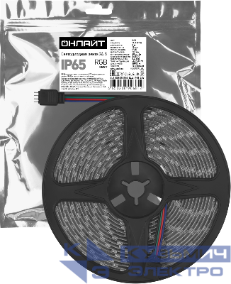 Лента светодиодная 90 681 OLS-5050RGB60-14.4-IP65-24V (уп.5м) ОНЛАЙТ 90681