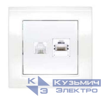 Розетка компьютерная + телефонная 2-м СП Бриллиант бел. UNIVersal 7947618