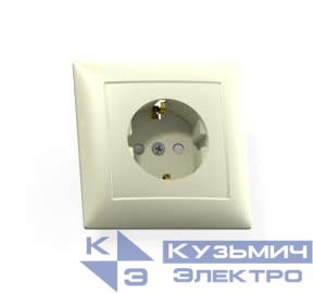 Розетка 1-м СП Селена РС16-400 16А IP20 с заземл. защ. шторки сл. кость Кунцево 8151