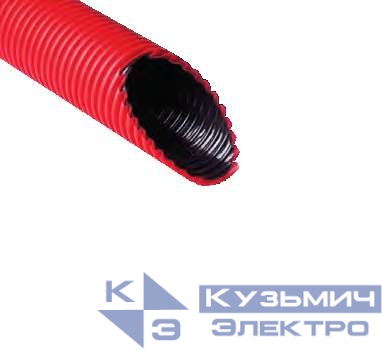 Труба гофрированная двустенная ПНД/ПВД d63/52мм с протяжкой с муфтой и 2 уплотн. кольцами красн. (уп.50м) Ruvinil Т2-КЛ0-063К(50)