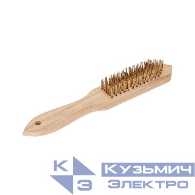 Щетка по металлу с деревянной ручкой 6 ряд. 280мм Kranz KR-91-1243