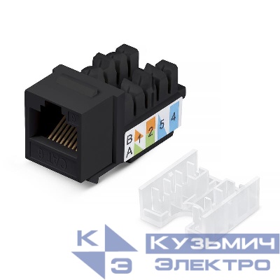 Вставка Keystone Jack RJ45 кат.6 заделка тип 110 черная со стяжкой Cabeus 10102c