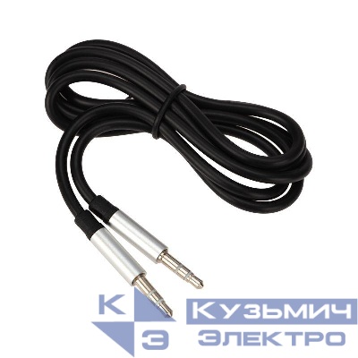 Кабель аудио AUX 3.5мм шнур плоский 1м черн. Rexant 18-4000
